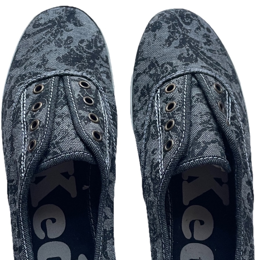 KEDS Vintage 90s Grey Floral SLIP-ON SNEAKERS Size 6.5 - Picture 9 of 11